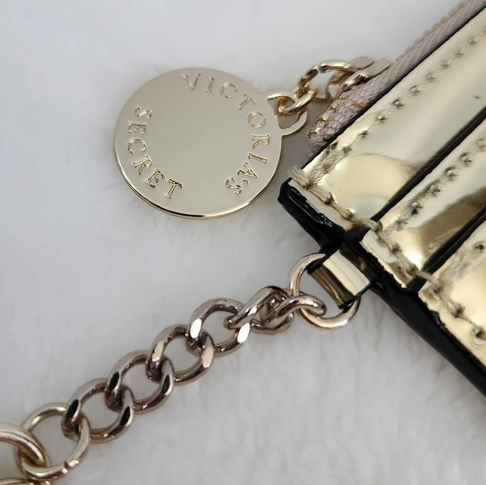 VICTORIA'S Secret VS Gold Studded Keychain Credit Card Case Pouch